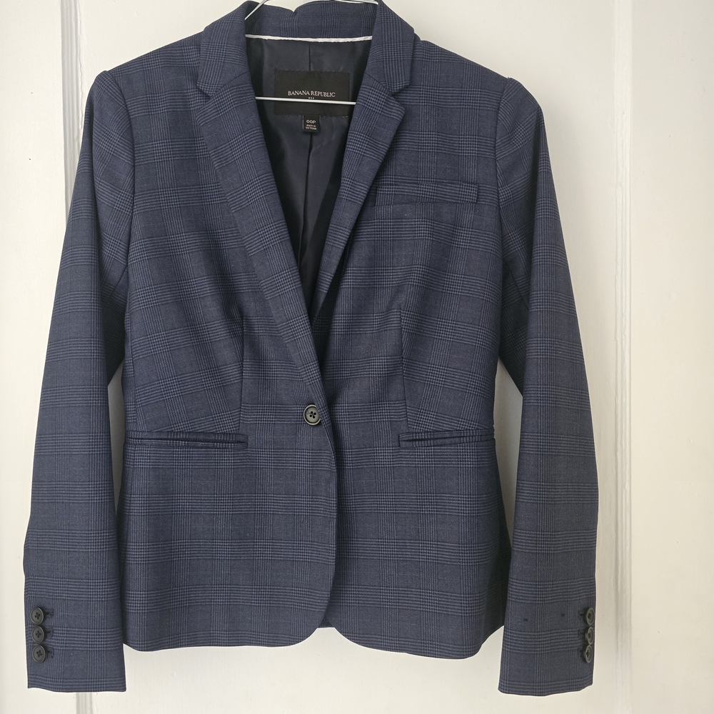 Navy Plaid Banana Republic Women's Blazer